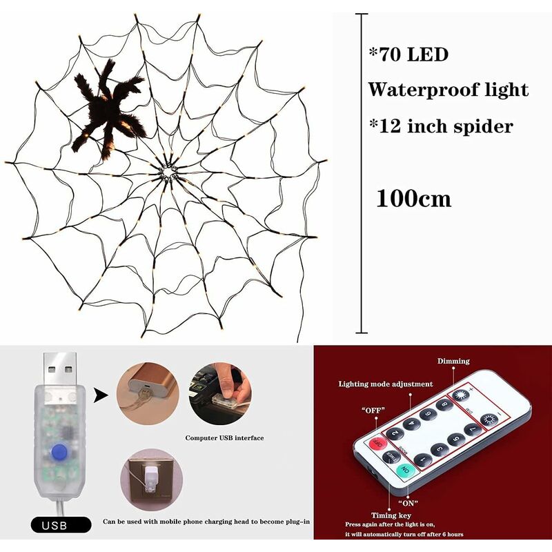 Zoestar Serre-tête Lumineux Halloween Tête De Mort Avec Roses, Branches Et Toile D'Araignée LED - Accessoire Jour Des Morts