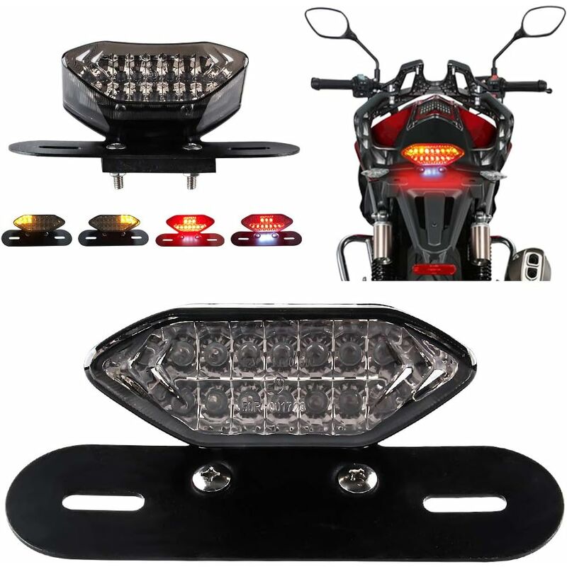 Qiilu Lumière Casque Moto Sans Fil LED - Clignotants Sécurité Frein