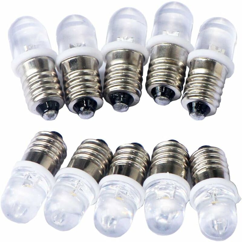 Lot De 2 Ampoules LED E10 Rouge Haute Luminosité 12V - Pour Voiture, éclairage Vis, Blanc