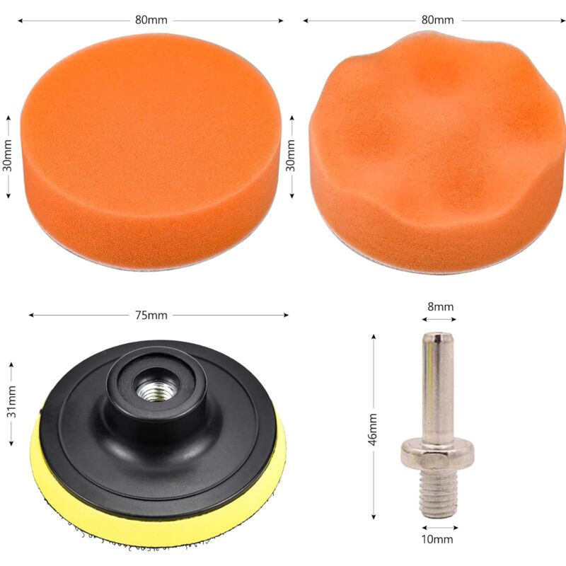 Kit 23 Pcs Pad Polissage Voiture 76mm - Éponges Et Tampons Laine Avec Adaptateur M10 Pour Polisseuse