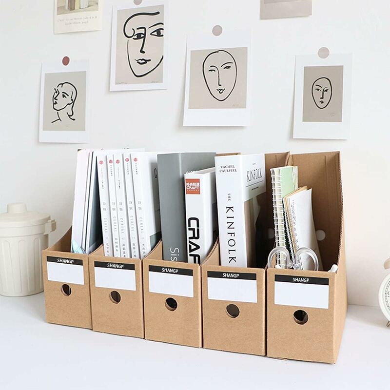 Hotyin Lot De 6 Porte-Revue Carton Noir - Organiseur Bureau Avec Étiquettes, Recyclable