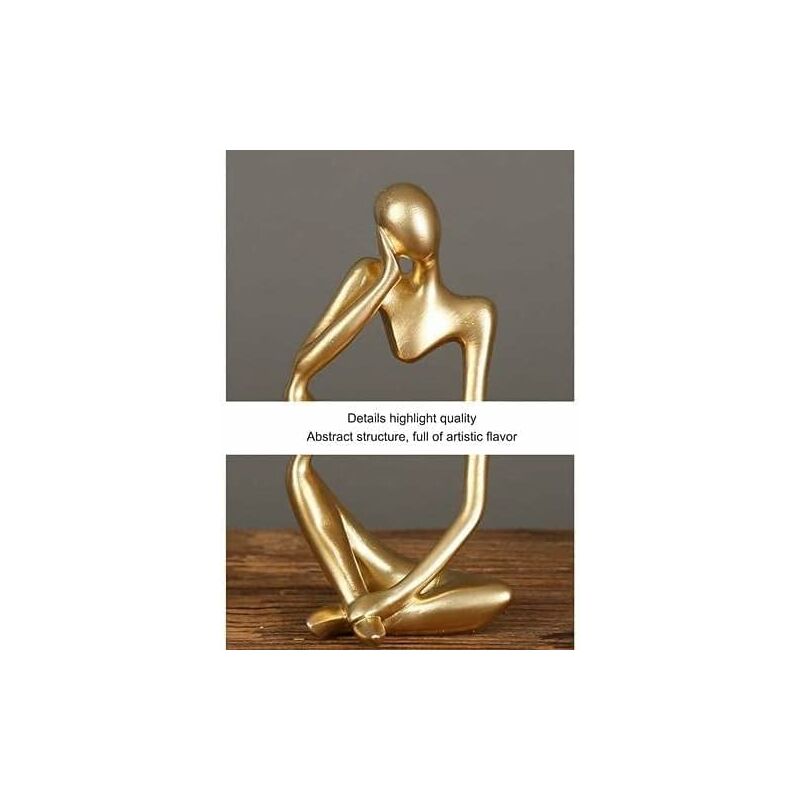 Statue Penseur Abstrait En Résine Dorée - Lot De 2 Pièces - Déco Moderne Pour Maison, Bureau Ou Cadeau