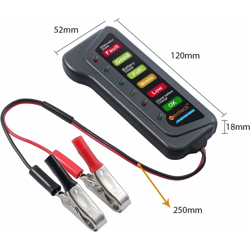 Mini testeur de batterie de moto 12V, testeur d'alternateur numérique 6  lumières LED affichage outil de diagnostic de voiture testeur de batterie  automatique pour voiture - Temu France
