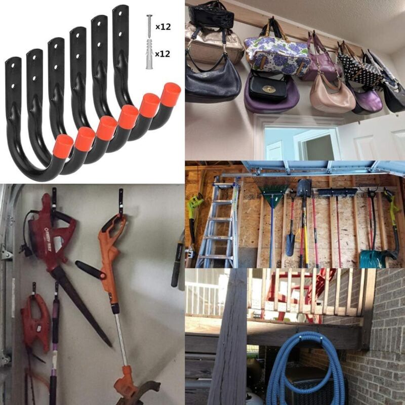 Lot De 6 Crochets Utilitaires De Rangement Pour Garage, Crochets Utilitaires Robustes Pour Garage, Crochets Muraux