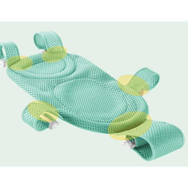 Filet De Bain Bébé Hamac Antidérapant Vert Clair - Siège Douche Nouveau-Né Maille Respirante 0-18 Mois