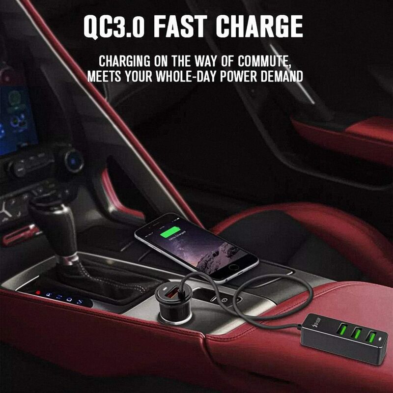 Chargeur Allume-cigare USB Rapide 66W 4 Ports - Avec Voltmètre LED, Protections, Pour Téléphone, Tablette, Voiture