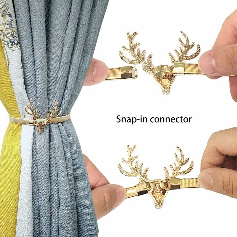 2Pcs Embrasses à Rideaux Attache De Rideaux Avec Crochet En Métal Boucle De Rideau Forme De Cerf