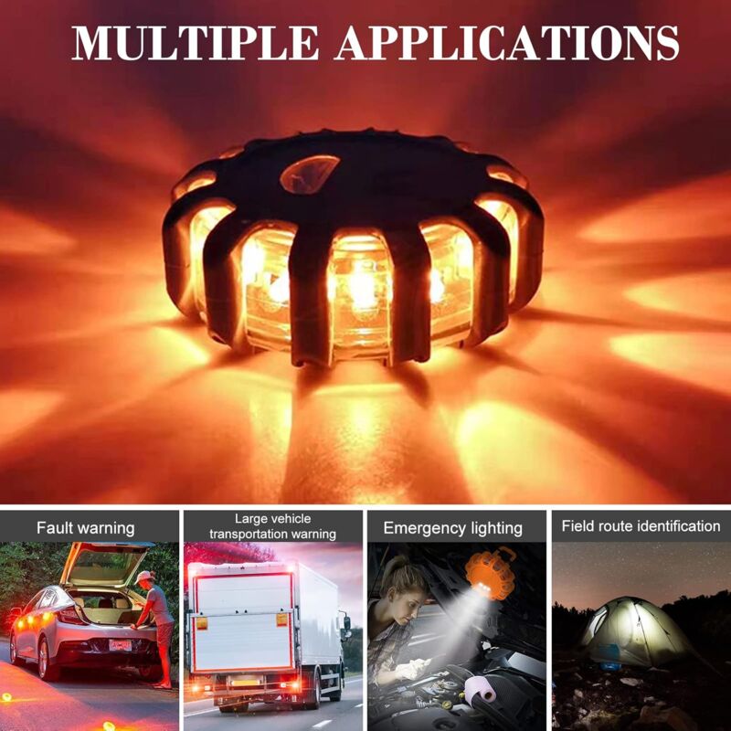 MAGIC SELECT Lumière D'urgence V16 Pour Signalisation Routière De Voitures Et Motos. Flash Jaune Et Blanc Avec Éclairage Automatique, Base Magnétique Et Batterie Rechargeable