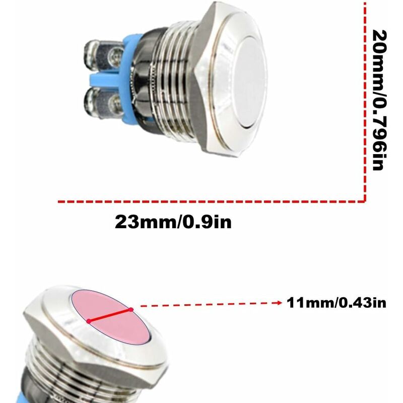 TUV CE Bateau De Voiture De Qualité 16mm 12v Anneau Bleu LED