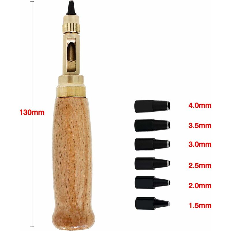 Outil De Perforation Pour Le Cuir, Poignée En Bois, Vis, Perforatrice Automatique Pour Le Cuir, Outil De Couture Artisanal Avec Pointes De 1,5 à 4 Mm