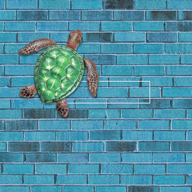 Panneau De Cour "Tortue" Avec Piquet Métal - 11.7x15.2cm, Alliage Aluminium - Décoration Jardin, Allée, Ferme