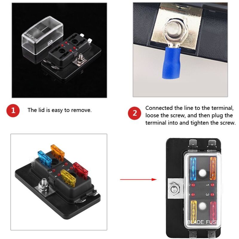 Porte-Fusible Double Bornes Pour Batterie Voiture - 30 à 500A - Protection Circuit - Nylon Ignifuge