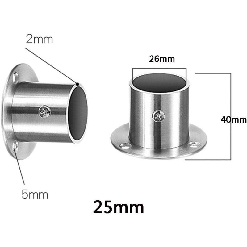 Support Mural En Acier Inoxydable Pour Tube Rond - Diamètres 19, 22, 25, 32mm, Fixation Par Vis