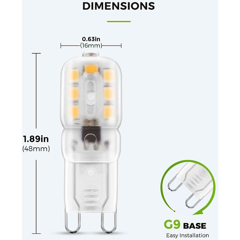 Ampoule électrique GENERIQUE Ampoules led g9 2w blanc chaud 3000k ampoule  led g9 lampe, remplacement pour ampoule g9 halogène 20w 25w culot g9  ac220-240v angle d'éclairage
