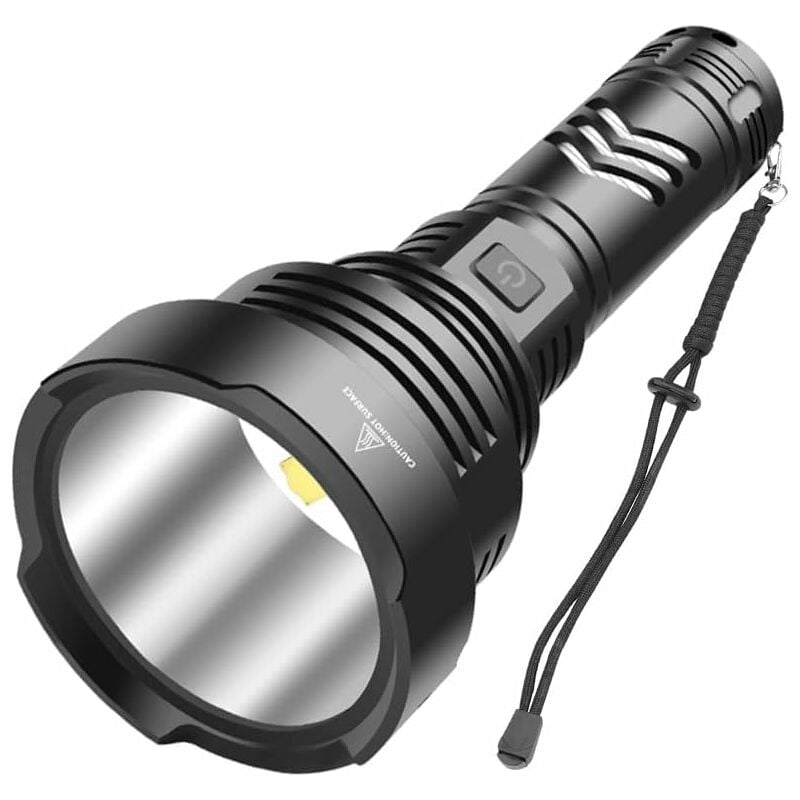 XHP90 Lampe de Poche Ultra Puissante 10000 Lumens Rechargeable par USB 5  Modes Tactique Policier Militaire Lampe Torche pour L'extérieur avec  Batterie 26650
