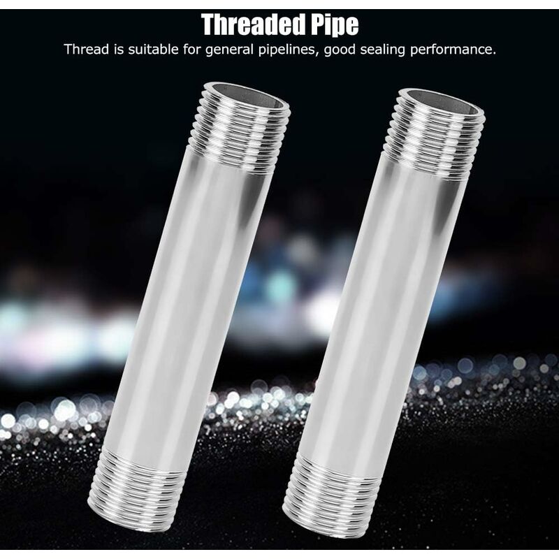 TAISHER 2 pièces raccords de tuyauterie en acier inoxydable, 1/4BSP x 1/4 BSP fileté mâle, tuyau en fonte mamelonné de 100 mm de long, pour gaz de pétrole liquéfié