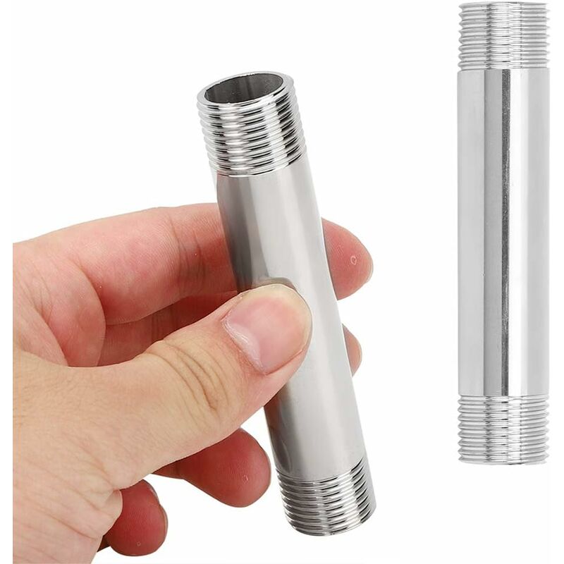ERGAOBOY 2 Pcs 300mm 3/4" Femelle X 3/4" Male BSP Nipple Cast Pipe 304 Stainless Steel Pipe Fittings