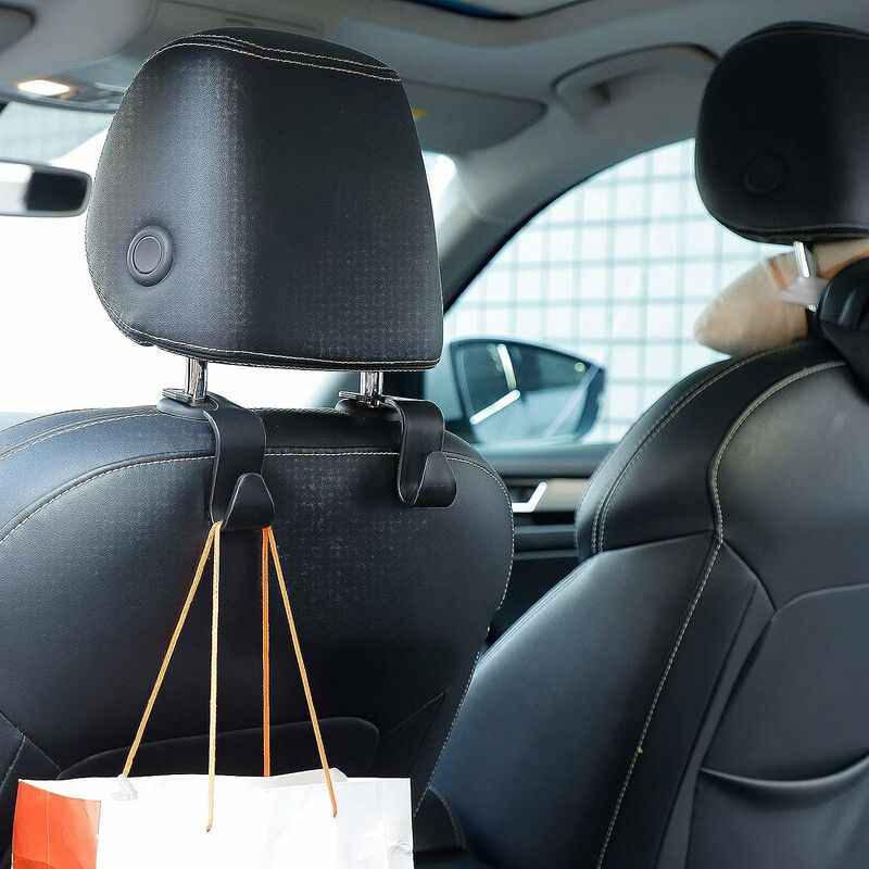 Lot de 6 crochets de siège de voiture, pour appuie-tête de siège arrière de  voiture, multifonctionnels et résistants (noir)