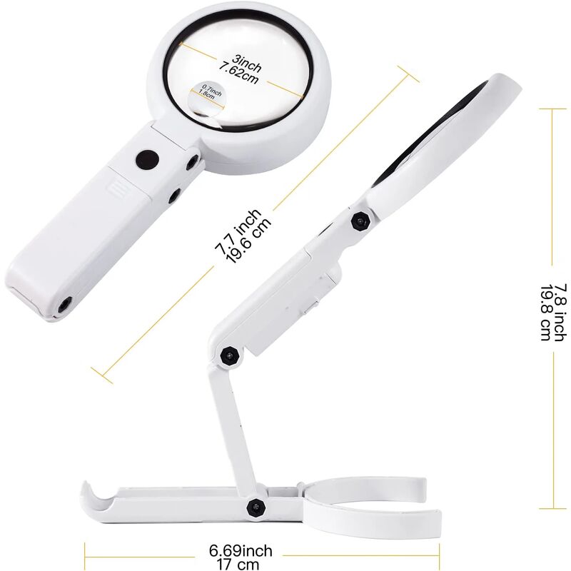 Loupe pliable 5X 11X lampe Loupe pour journal 8 LED Table support de bureau Loupe Portable de