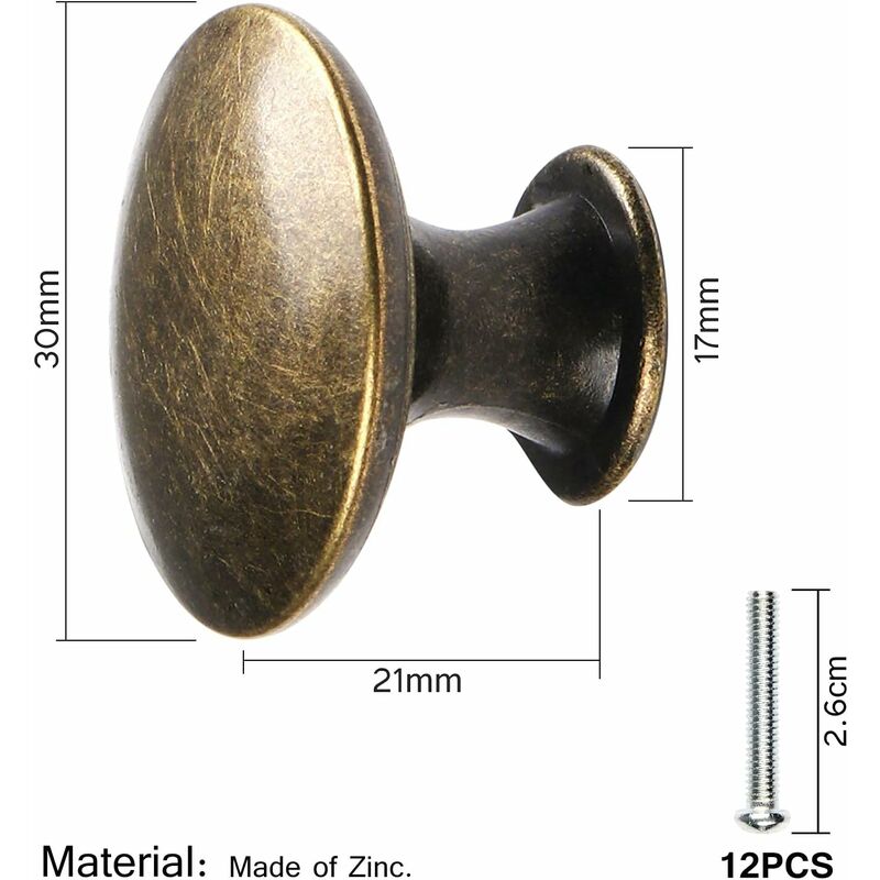 Cyclingcolors 2x Bouton De Tiroir Finition Bronze Laiton 20mm