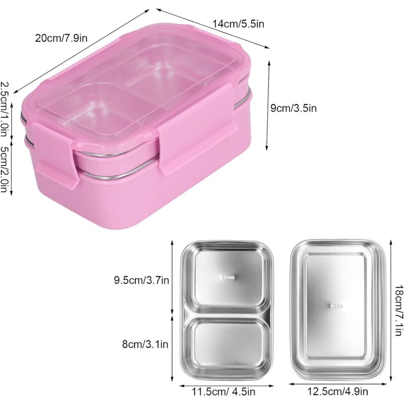 Boîte à repas isotherme rose de 630 ml, 1 couche, boîte isotherme de  thermos, récipient isotherme
