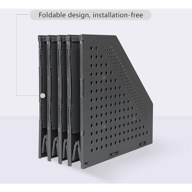Porte-Revue Pliable HAIYUU 4 Compartiments - Organiseur Bureau Documents, Dossiers Et Magazines