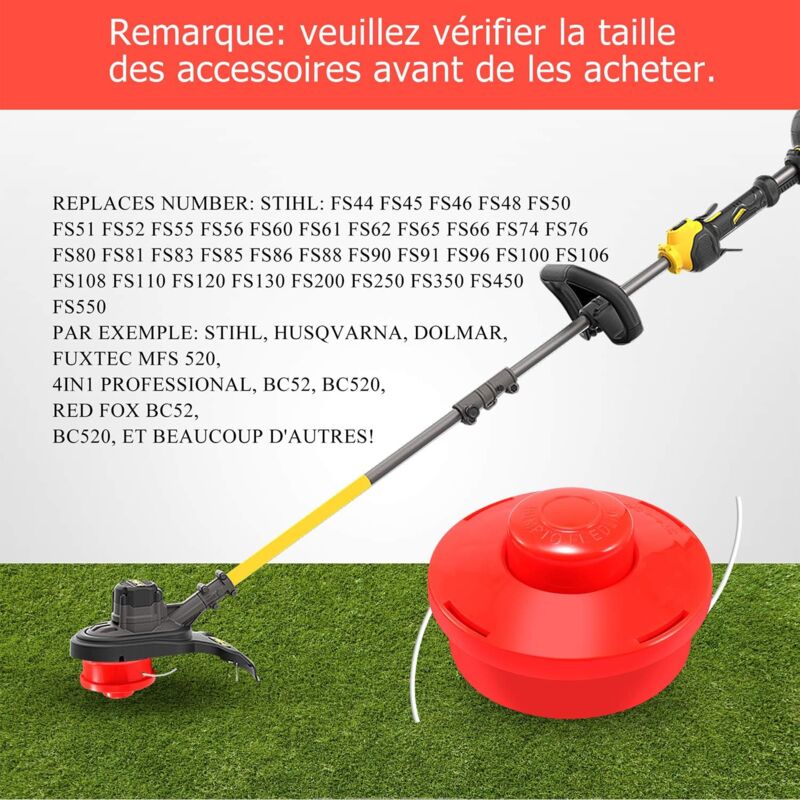 Tête De Débroussailleuse Universelle 2 Pièces - Aluminium + Nylon, Pour Fils De Coupe, Compatible Stihl, Husqvarna Et Autres