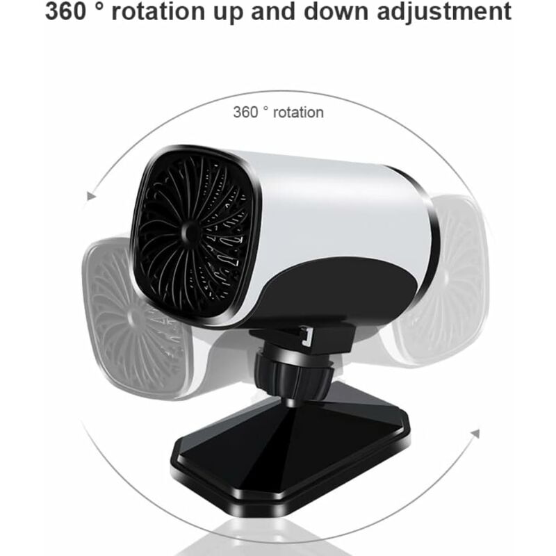 Mini Ventilateur De Voiture 12V/24V 15cm Avec Ventouse - Rotation 360° Réglable