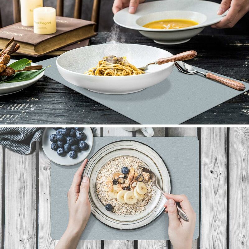 Lot De 6 Sets De Table Et 6 Dessous De Verre En Cuir, Sets De Table