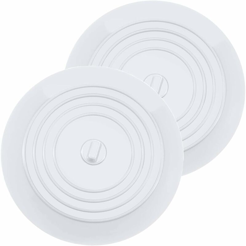 Tifanso Lot De 3 Bouchons De Baignoire Universels Silicone 15,2 Cm - Blanc