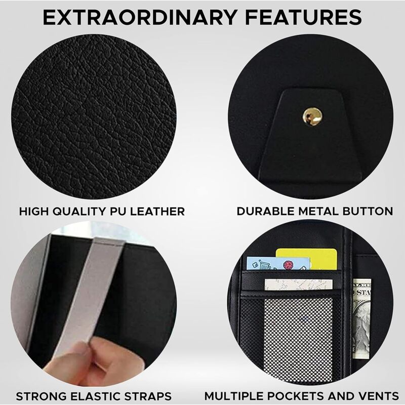 Sac De Rangement Pour Pare-soleil De Voiture, Sac De Rangement Pour Lunettes, Boîte De Téléphone, Stylo Carte De Visite, Clip De Rangement, Accessoires Automobiles