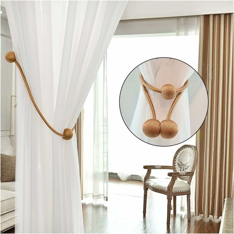 Attaches Décoratives Pour Rideaux 2 Pièces, Attaches Pour Rideaux Magnétiques Créatives, Beige