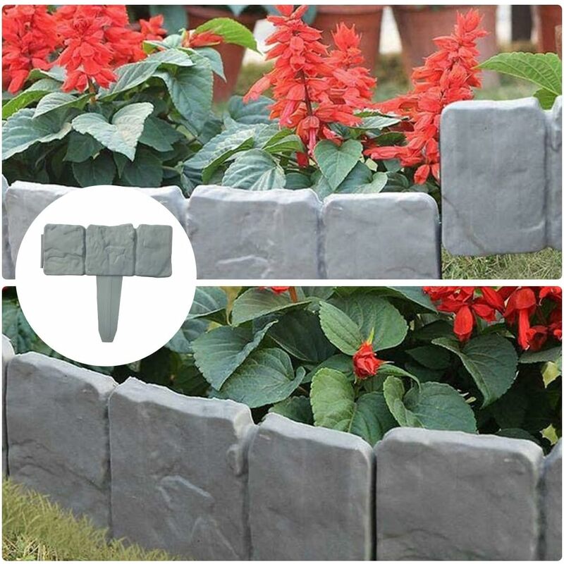 20 Pièces Bordure Pelouse Plastique 14 Cm Hauteur Flexible - Sans Creuser, Jardin Aménagement Extérieur