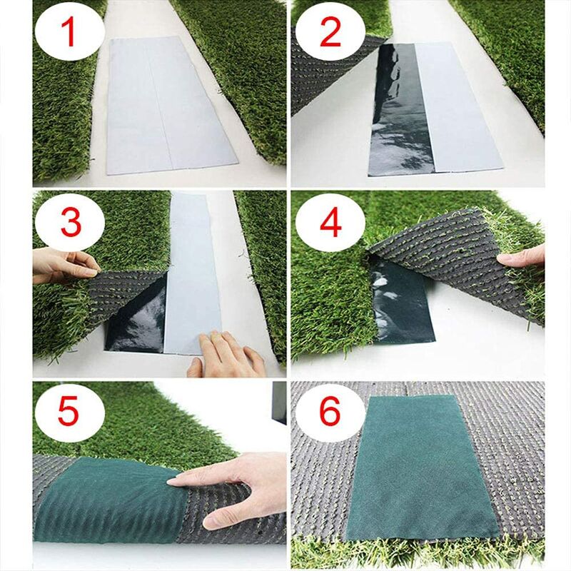 2 Rouleaux Ruban Adhésif Gazon Artificiel MUKLEI - 15cm X 10m Vert - Jonction Pelouse Synthétique