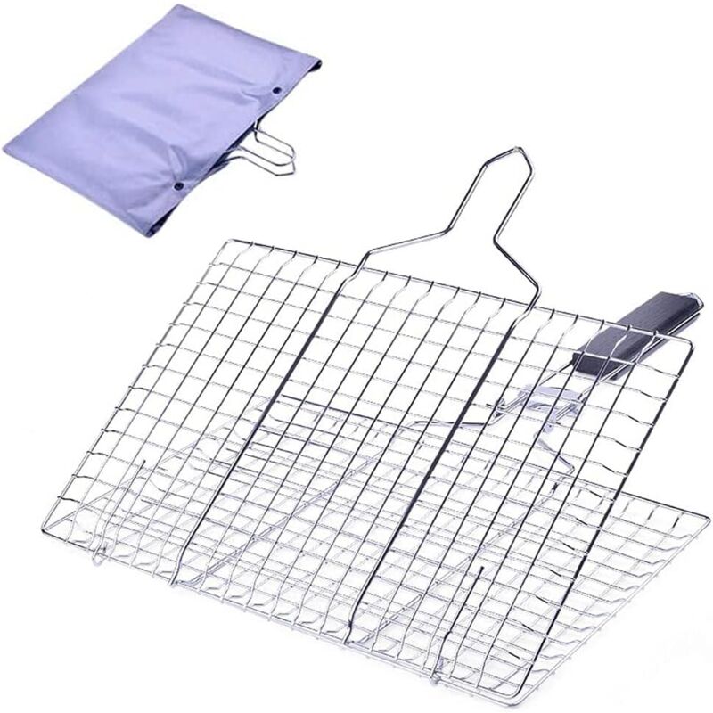 Panier De Barbecue Inox 32x22 Cm Pliable Avec Poignée – Idéal Poisson, Légumes & Viandes