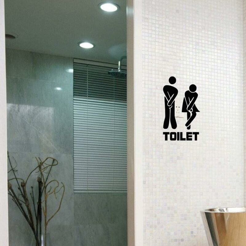 Unisexe Signe De Décalque Créatif Toilette Entrée Signe Autocollant Stickers Muraux Hôtel Salle De Bains Mur Porte Autocollants Décor