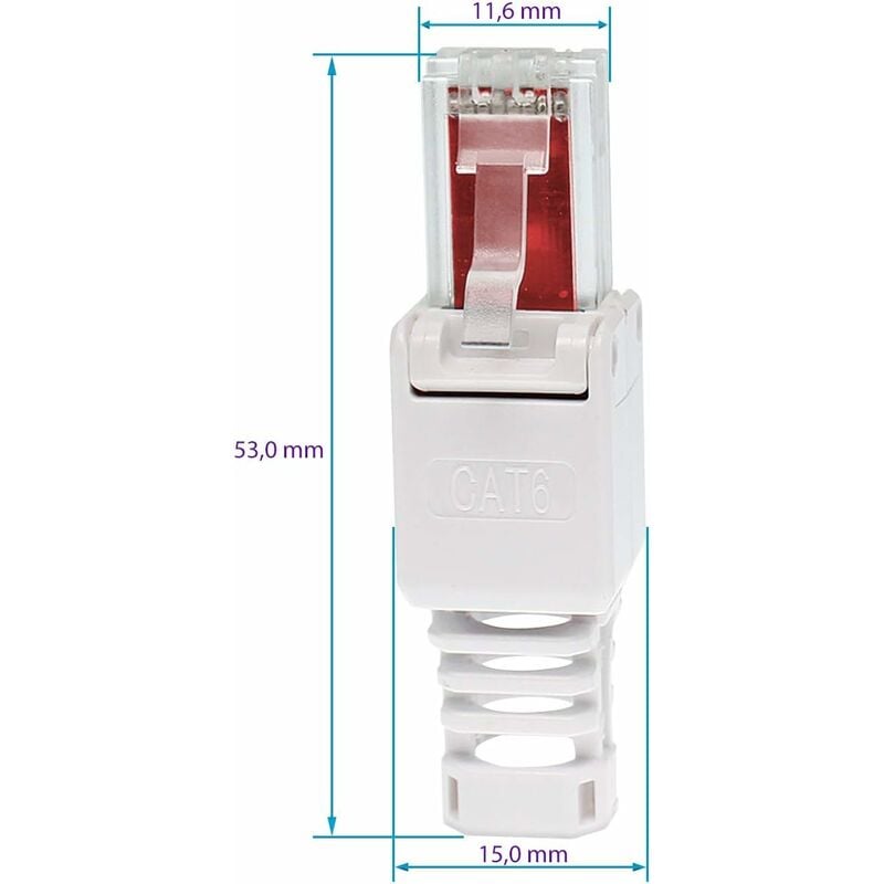 Fiche de câble réseau patch RJ45 Cat6 Cat5 LAN Montage sans outils Fiche à  sertir Lot