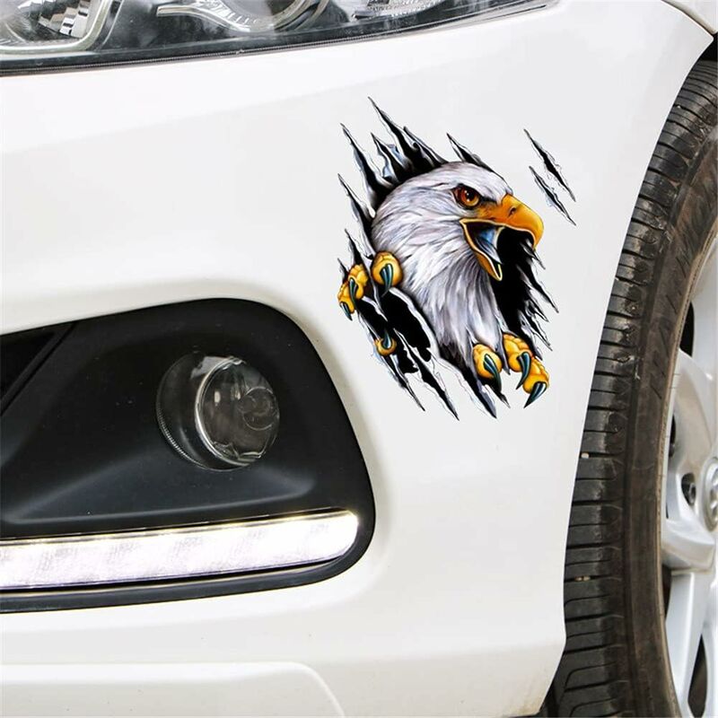 Lot De 5 Autocollants Voiture Aigle Creux Gravé - 15cm X 11,4cm - Noir/Blanc - Décoration Auto & Intérieur