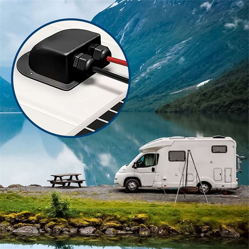 Passe-câble étanche Double Entrée Pour Panneau Solaire - ABS, IP68, Pour Camping-car, Bateau, Toit - 7