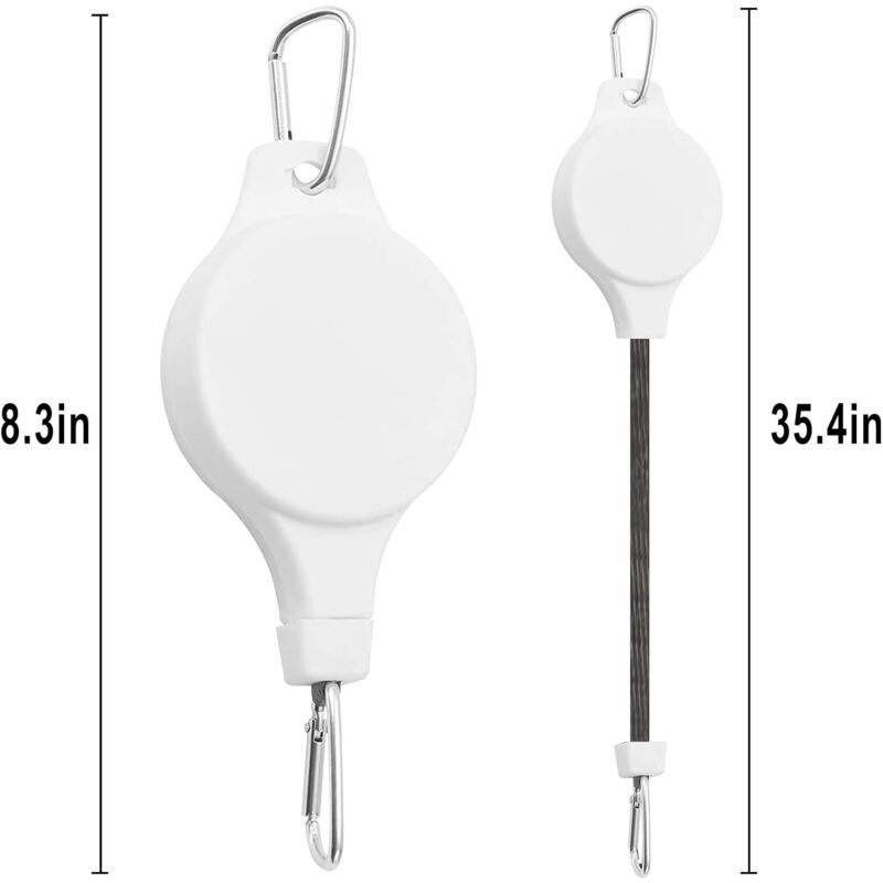 Lot De 4 Crochets Rétractables Poulie Plantes - Suspension Intérieur Extérieur Jusqu'à 10kg Blanc