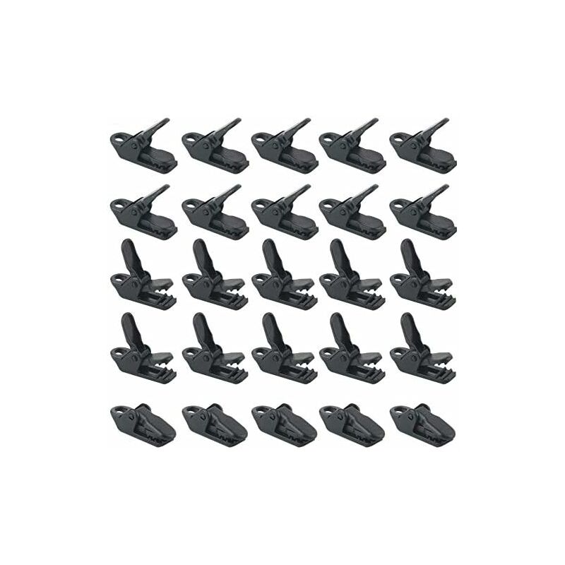 RUNCCI-YUN 50 Clips De Tente Noirs – Serre-cords, Alligator, Plastique Haute Résistance, Pour Auvent Et Camping
