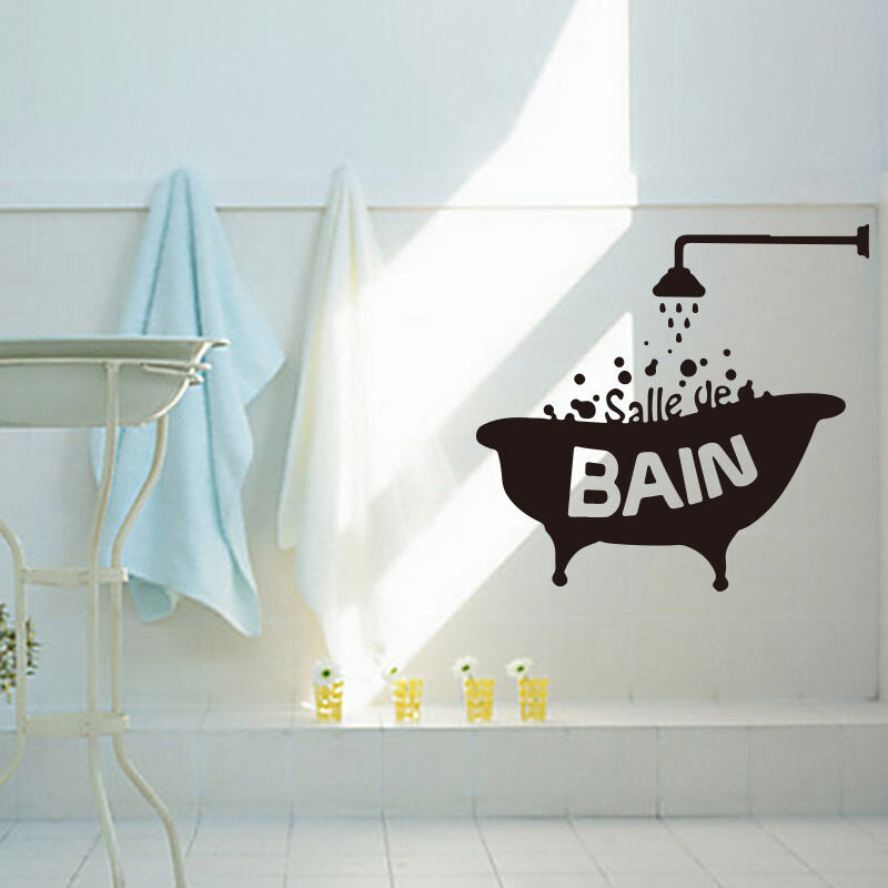 Foonii Lot De 3 Stickers Muraux Toilette / Salle De Bain / Baignoire - Design Créatif Noir Imperméable Et Amovible - Déco Fun Et Pratique