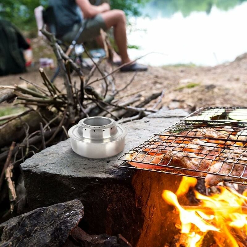 Grill de cuisson d'alcool de camping brûlant du bois de chauffage pour le  voyage de pique-nique 
