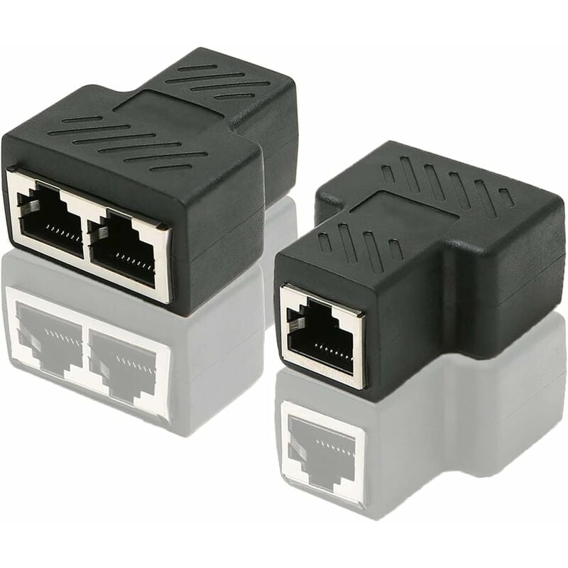 COVVY RJ45 Adaptateur répartiteur de réseau, 1 femelle vers 2 prises  femelles Cat 5/Cat 6 réseau LAN Ethernet, répartiteur, câble adaptateur  double