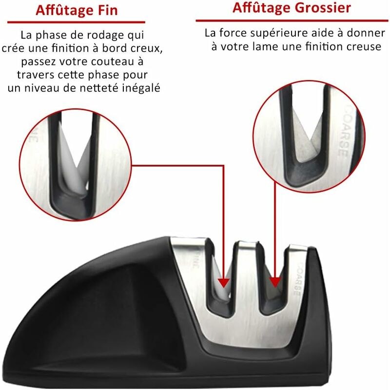 DAZZLUXE Aiguiseur à Couteaux Manuel - Lot De 2, 3 Et 4 Niveaux D'aiguisage, Design Ergonomique - 8