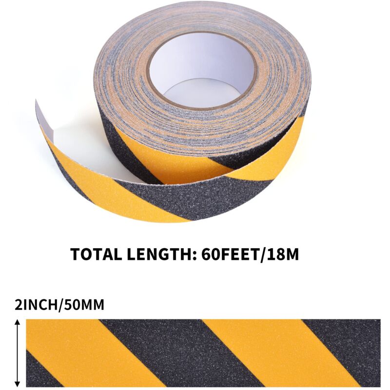 Ruban Adhésif Antidérapant TAPEBEAR Noir/Jaune - Haute Traction 50mm X 18m Pour Escaliers Et Sols