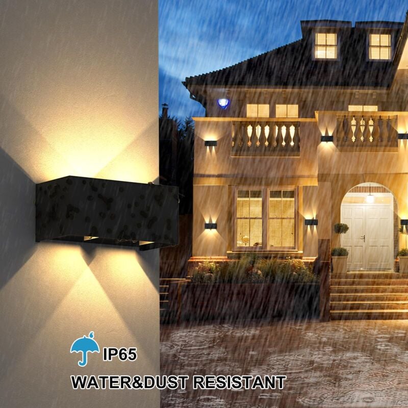 Applique murale intérieure/exterieure led 24W,Avec Angle de Faisceau Réglable Etanches IP65 eclairage exterieur led,3000K Blanc Chaud Noir pour salon porte d’entrée Couloir chambre 2 unité 2