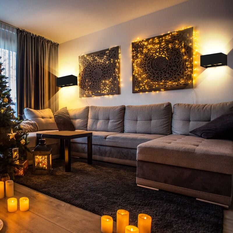 Applique murale intérieure/exterieure led 24W,Avec Angle de Faisceau Réglable Etanches IP65 eclairage exterieur led,3000K Blanc Chaud Noir pour salon porte d’entrée Couloir chambre 2 unité 3