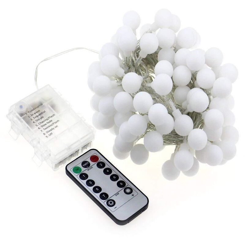 eTakin Guirlande Lumineuse 10M 80 Ampoules, Guirlande lumineuse LED à Piles  Petites Boules Blanc Chaud Décoration pour Fête Noël Mariage ET279 -  Luminaires extérieur à la Fnac