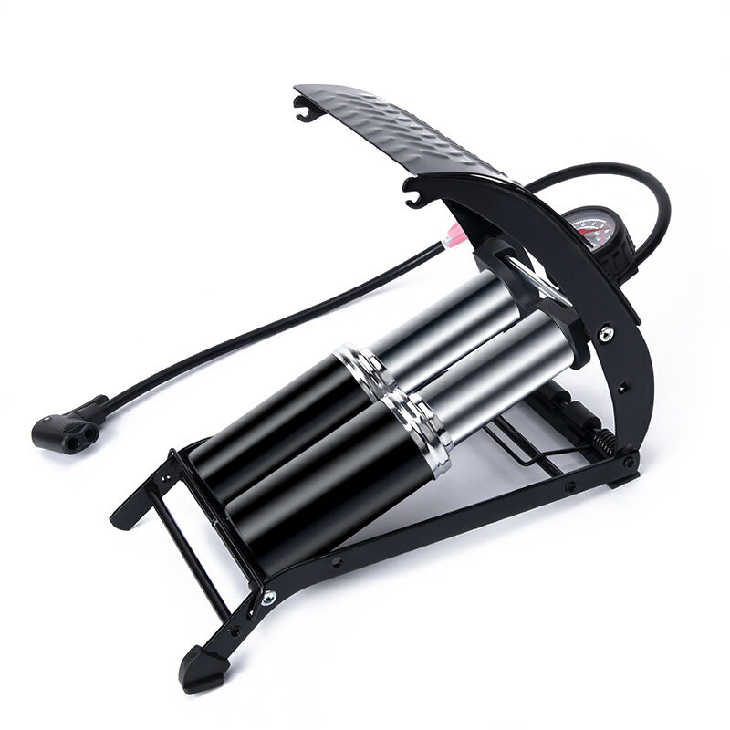 BOLTHO Pompe à Pied Vélo Double Cylindre 100PSI Avec Manomètre - Pour Vélos, Voitures, Ballons
